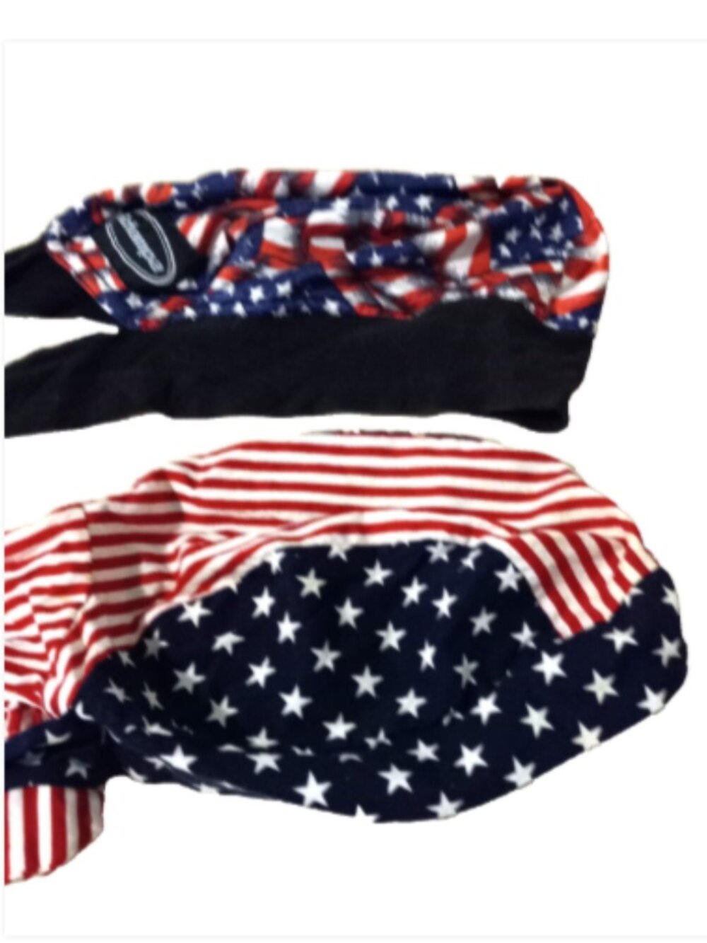 Patriotic Du-Rag Head Wrap Skull Cap Lot of 2 Unisex Red White Blue USA Flag EUC